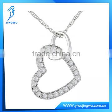 10k White Gold Diamond Heart Pendant Necklace Pearl Earring