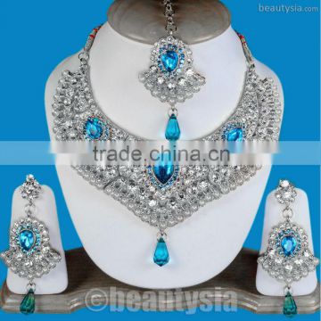 Manmade Gems Silver Tone S121 Turquoise Shakira Jewelry Set