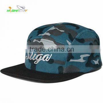 Custom High Quality Flat Brim Navy Camouflage Camper Caps And Hats Camping Hat With Embroidery Logo