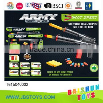 2016 New design 2 in 1 soft bullet gun toy set for kids tg16040002