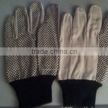 Standard Style White Canvas Gloves with Black Plastic Dots