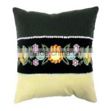 Multi Patched and Embroided Single Line Sequins Lace Cushion Cover