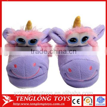 Wholesale cheap plush unicorn licorne stuffed slippers