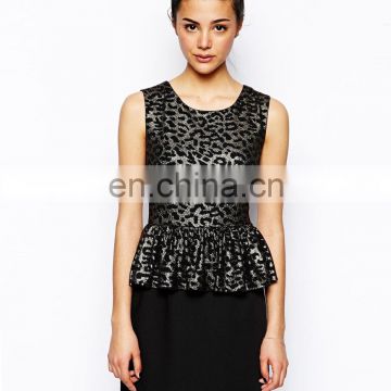 2014 Latest Famous Brand Leopard Print Peplum Evening Dress