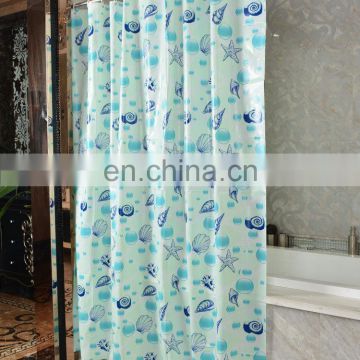 Popular White New Fancy Designs PEVA Bathroom Eyelet Shower Curtain with Pockets