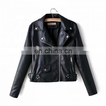 TWOTWINSTYLE Women's Jacket PU Leather Lapel Collar Long Sleeve Thick Short Females Coat 2020