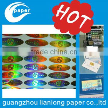 In 2015 China factory self adhesive holographic hot stamping foil label sticker factory in guangzhou