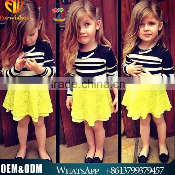 2015 Whosale hot sale children autumn clothing set european style cute baby girl striped t-shirt and skirt 2pcs set