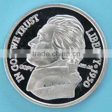 A65 1 Gram 999 Fine Silver 1950 Round Monticello 5 cent Round Coin
