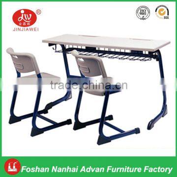 Classroom wooden desk with plastic pp chair, school desk prices, school furniture
