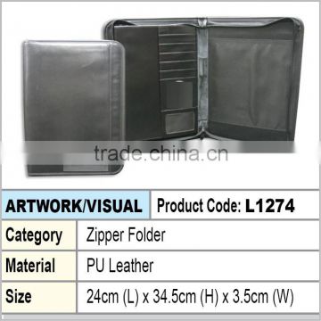 zipper document folder cum name card holder