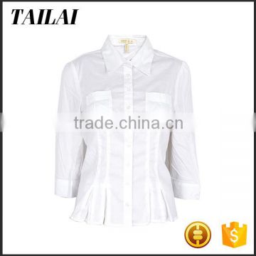 New style Fitness plain white blouses designs ladies for business suit