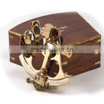 5 inch sold brass Nautical sextant with wooden box / BRASS SEXTANT NS10413