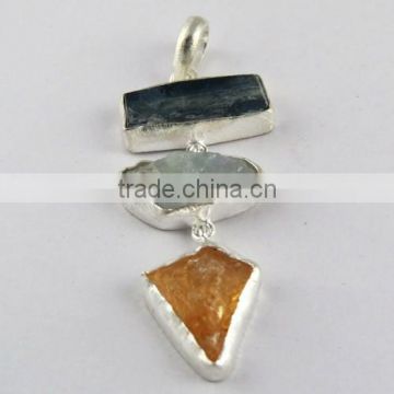 Nice !! Kyanite & Aquamrine & Citrine 925 Sterling Silver Pendant, Silver Jewellery 925, Online Silver Jewellery