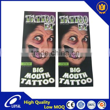 Best Price Custom Chic Fashion Trendy Colorful Big Mouth Tattoo Self Adhesive Waterproof Metallic Temporary Tattoo