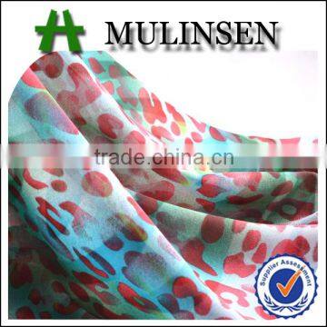 Shaoxing Mulinsen woven leopard design 100% polyester printed chiffon fabric