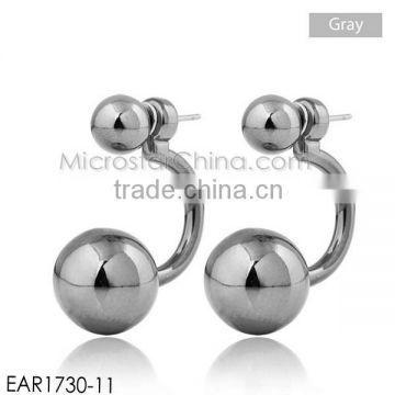 Grey Plated Ball Ear Studs Earrings