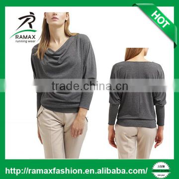 Ramax Custom Women Cowl neck 3/4 Sleeve Yoga Fitness T Shirt