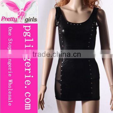 Sexy Hot Club Black Dresse,Sleeveless Fashion Pu Leather Dress,Cheap Bandage Dress