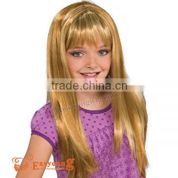Cheap gold blonde synthetic hair party wigs for kids. festival wigs