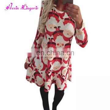 Low Price Red Embroidered Santa Snowflake Printed New Ladies Long One Piece Dress