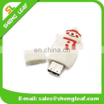 Eco-friendly soft pvc usb flash drive memory christmas snowman