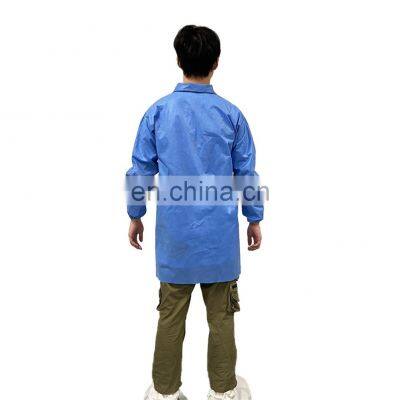Blue Breathable Antibacterial Medical disposable Protective Clothing Pe Isolation lab coat