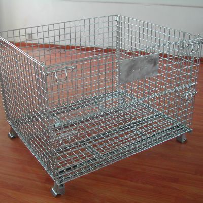 good quality logistics collapsible Stackable folding foldable Pallet Metal Steel Wire Mesh Container Storage cages For warehouse L1200*W1000* H890
