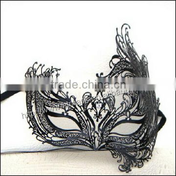 Exotic Black Pheonix Venetian Metal Filigree Laser Cut Butterfly Mask
