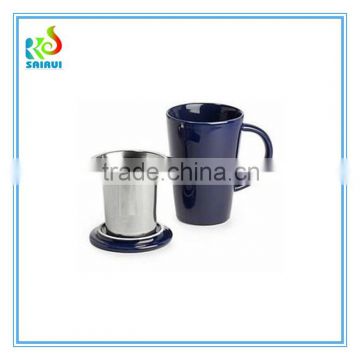 Promotional ceramic mug with filter and lid