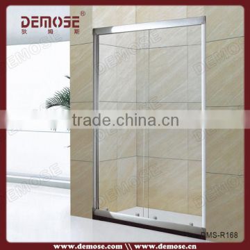double open glass shower door with aluminum profile