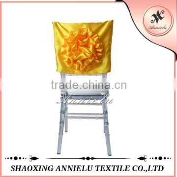 New product yellow taffeta embroidery chair cap with flower