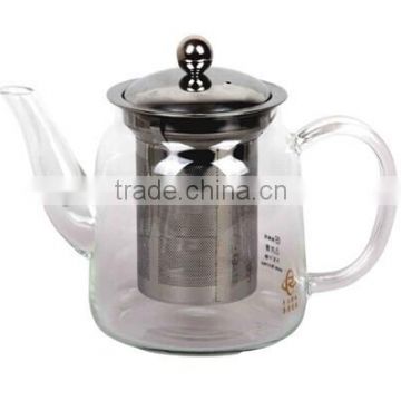 450/650/1000ml borosilicate glass tea pot with stainless steel strainer