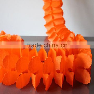 Orange honeycomb tissue paper garland For Halloween Home decorations