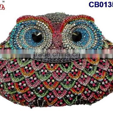 CB0135-28 owl pattern purse handbags fashion design clutch crystal evening clutch rhinstonepurse with crystal