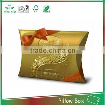 OEM pillow box with logo gold hotstamp