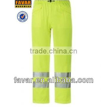 Waterproof polyester oxford yellow reflective rain pants work trousers for men