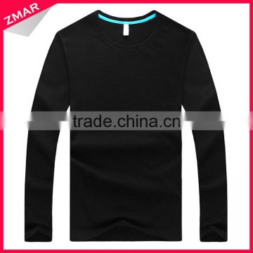 Long sleeve mens 100% cotton wholesale cheap blank tee shirt shirt