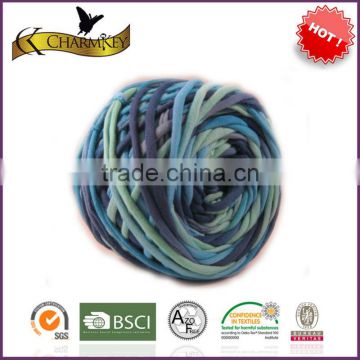 mixed blue knitting tape yarn for scarf
