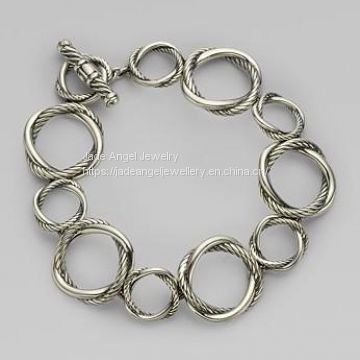 DY Inspired 925 Sterling Silver Round Linked Infinity Bracelet