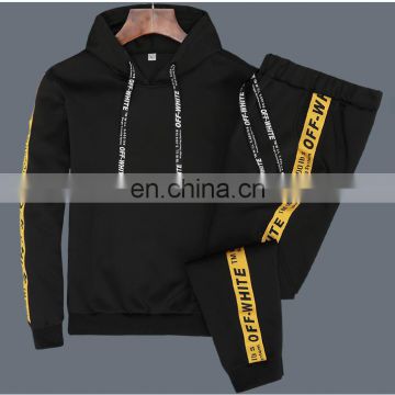 Hoodie polyester joggers track suits set for men