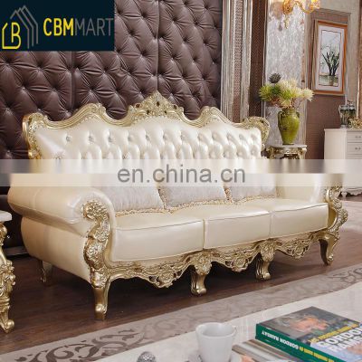 Traditional French Style Home Furniture Classic Sofa Luxury European Leather Sofa Set