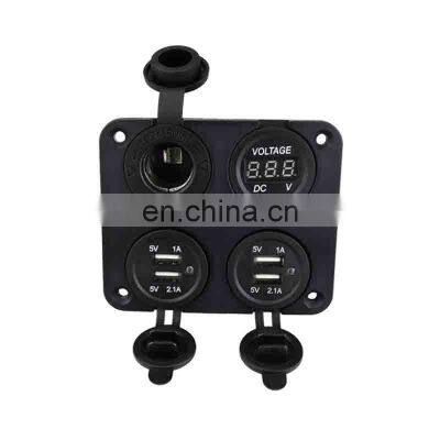Car Yacht Modified four-hole panel combination + dual USB car charger + dual USB car charger + voltmeter + electric socket