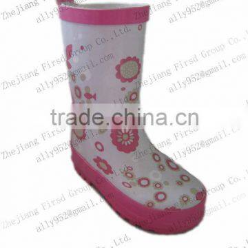 2013 last pink rubber rain boots for kids