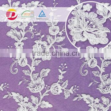 Factory high quality white cheap wedding african embroidery lace fabric 3d embroid lace fabric