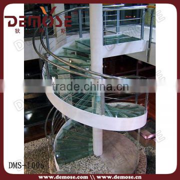 prefabricated stainless steel glass spiral stairs/staircase designs