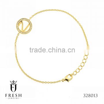328013 - Z Letter Gold Plated Bracelet, Wholesale Gold Plated Jewellery, Gold Plated Jewellery Manufacturer, CZ Cubic Zircon AAA