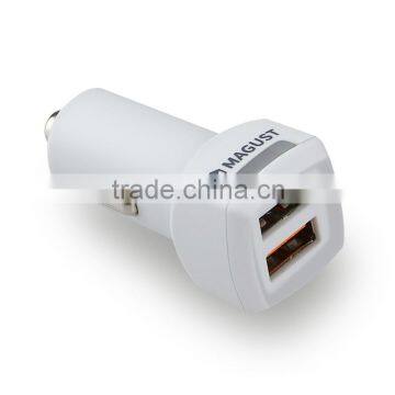 Quick Charge 3.0 Car Charger with Rubber Finish White