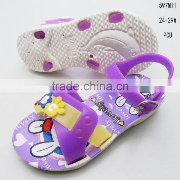 Lovely cartoon rabbit printing new PCU girls open-toe flat sandals