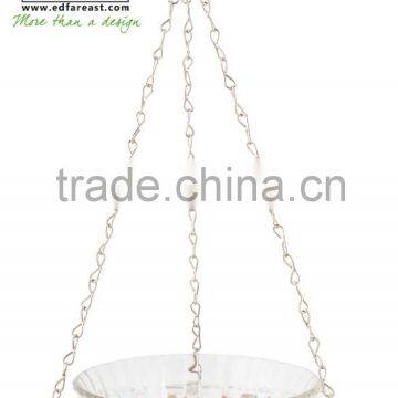 Hanging bird water feeder hobnail glass with bowl S